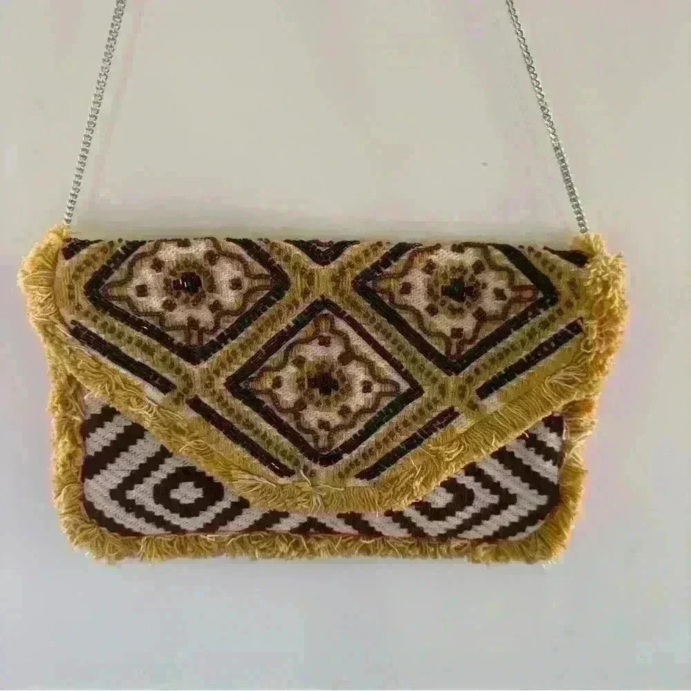 Promod Multi Beaded Fringe Clutch medium multicolor